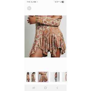 Free People Floral Patterned Blouse in Brown and Cream